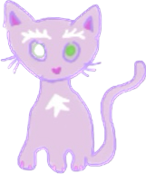 digital drawing of a pink cat with a heart nose and white fur on its chest and eyebrows